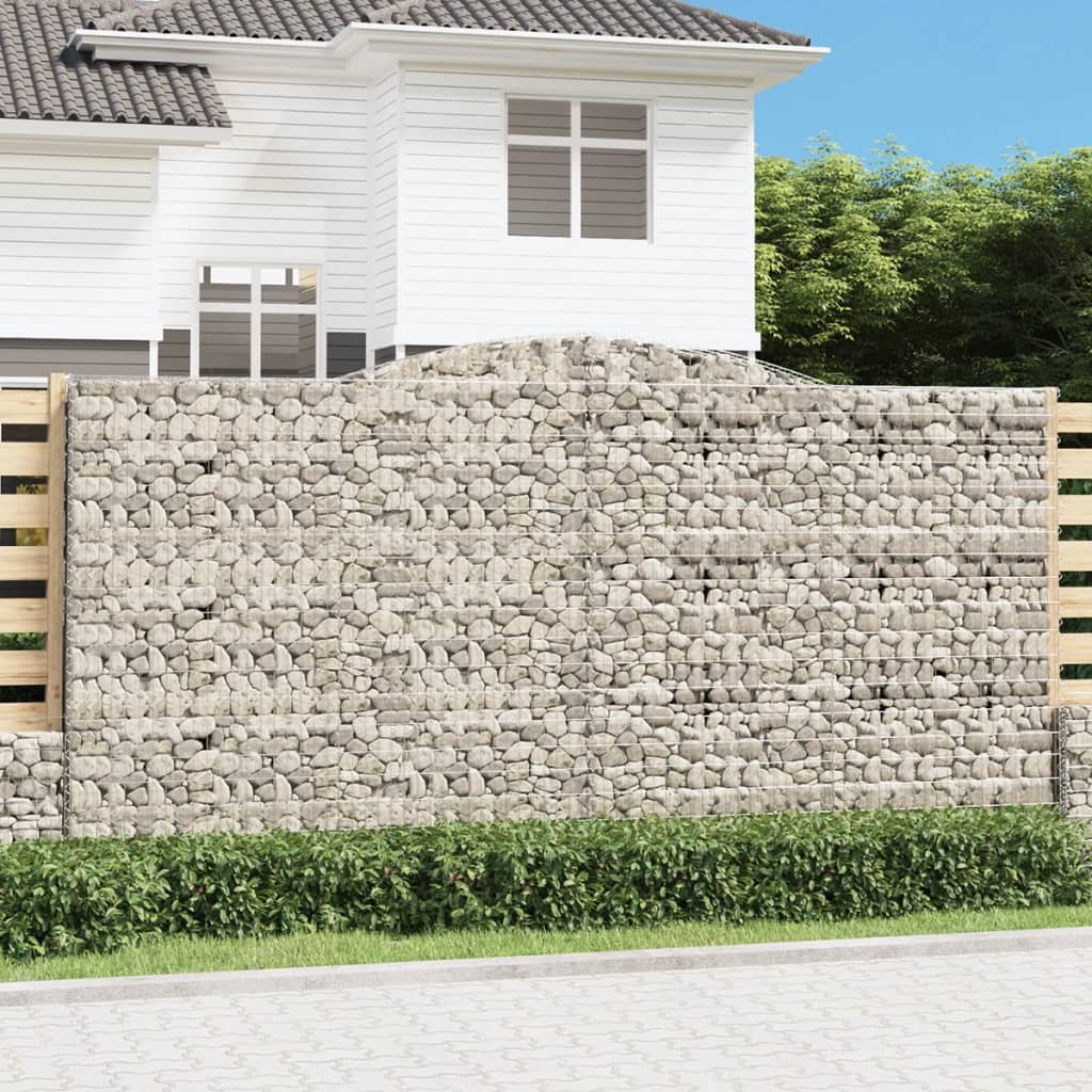 vidaXL Arched Gabion Baskets 4 pcs 400x50x200/220 cm Galvanised Iron 1
