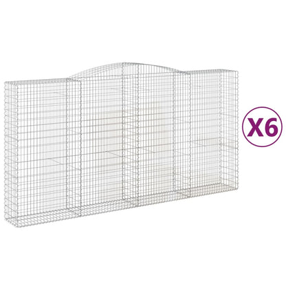 vidaXL Arched Gabion Baskets 6 pcs 400x50x200/220 cm Galvanised Iron 2