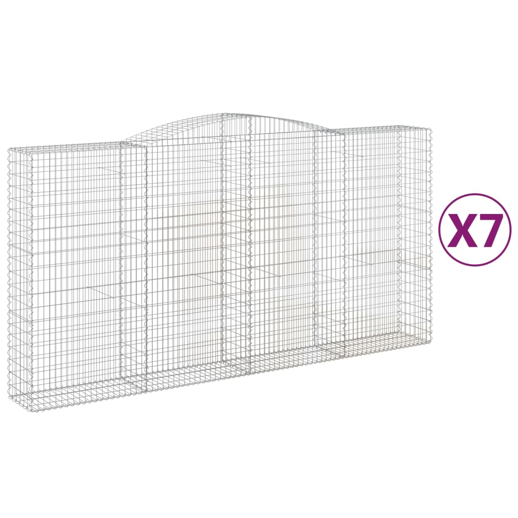 vidaXL Arched Gabion Baskets 7 pcs 400x50x200/220 cm Galvanised Iron 2
