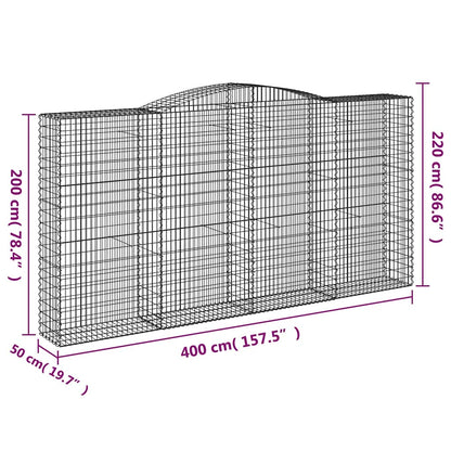 vidaXL Arched Gabion Baskets 10 pcs 400x50x200/220 cm Galvanised Iron 6