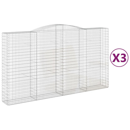 vidaXL Arched Gabion Baskets 3 pcs 400x50x220/240 cm Galvanised Iron 2
