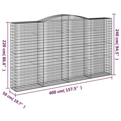 vidaXL Arched Gabion Baskets 3 pcs 400x50x220/240 cm Galvanised Iron 6