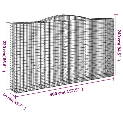vidaXL Arched Gabion Baskets 4 pcs 400x50x220/240 cm Galvanised Iron 6
