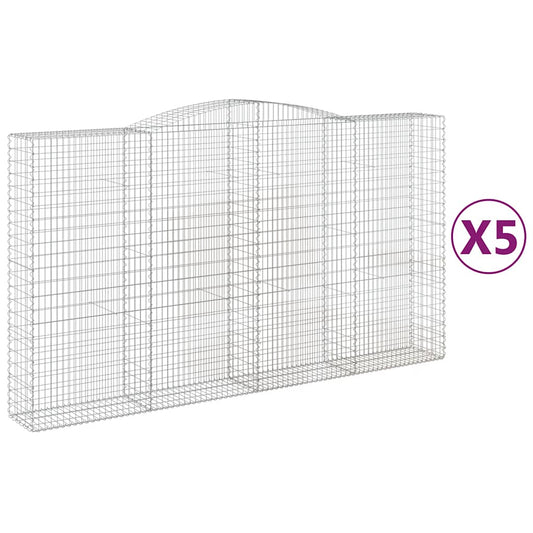 vidaXL Arched Gabion Baskets 5 pcs 400x50x220/240 cm Galvanised Iron 2