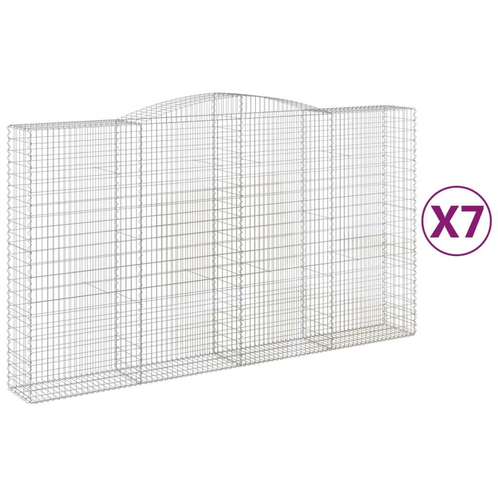vidaXL Arched Gabion Baskets 7 pcs 400x50x220/240 cm Galvanised Iron 2