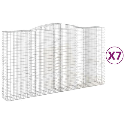 vidaXL Arched Gabion Baskets 7 pcs 400x50x220/240 cm Galvanised Iron 2