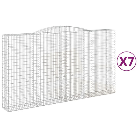vidaXL Arched Gabion Baskets 7 pcs 400x50x220/240 cm Galvanised Iron 2
