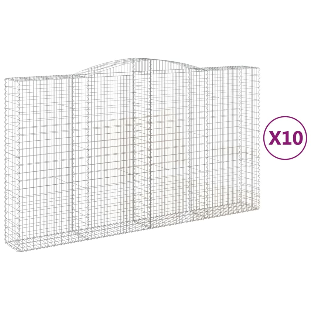 vidaXL Arched Gabion Baskets 10 pcs 400x50x220/240 cm Galvanised Iron 2