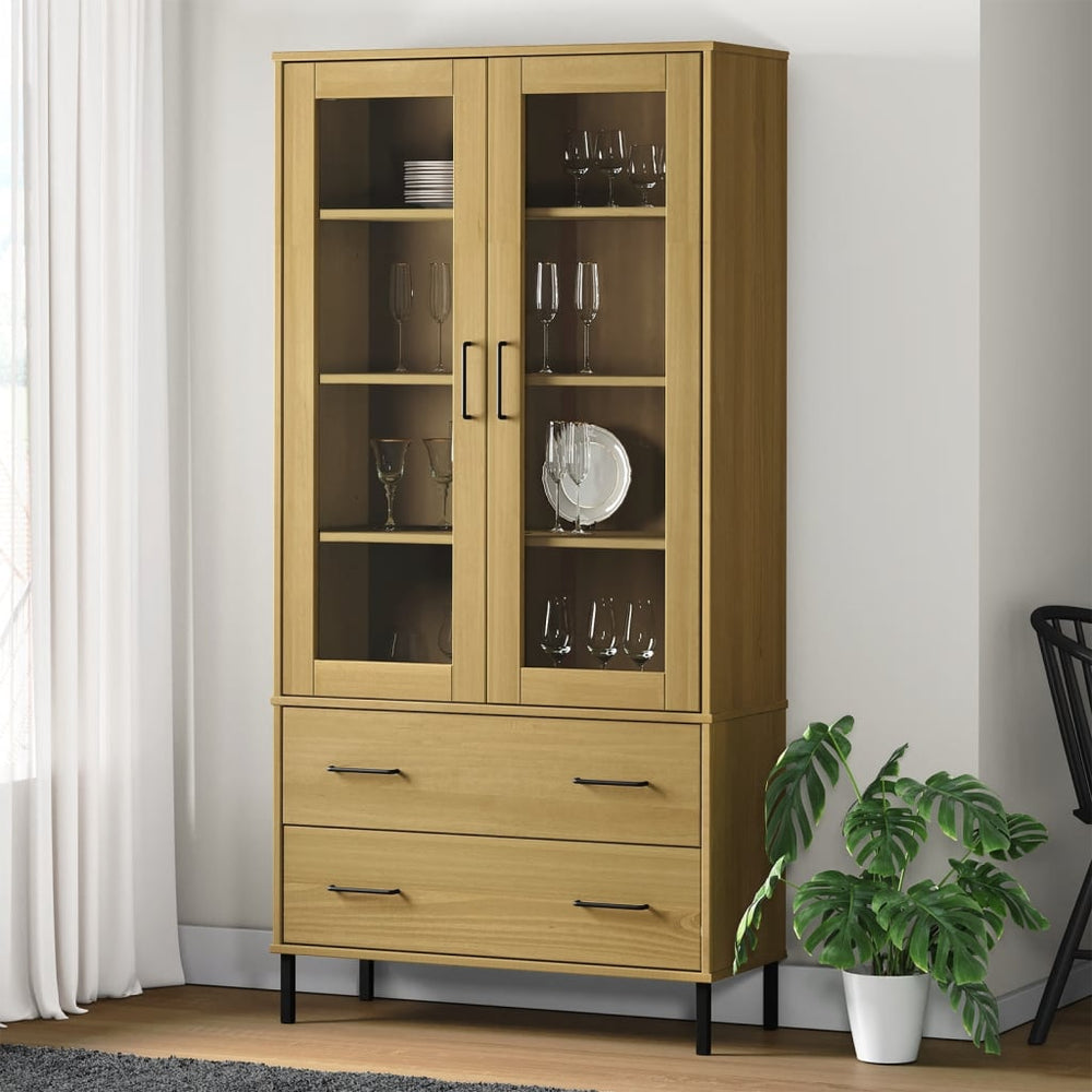 vidaXL Bookcase with Metal Legs 85x35x172.5 cm Solid Wood "OSLO