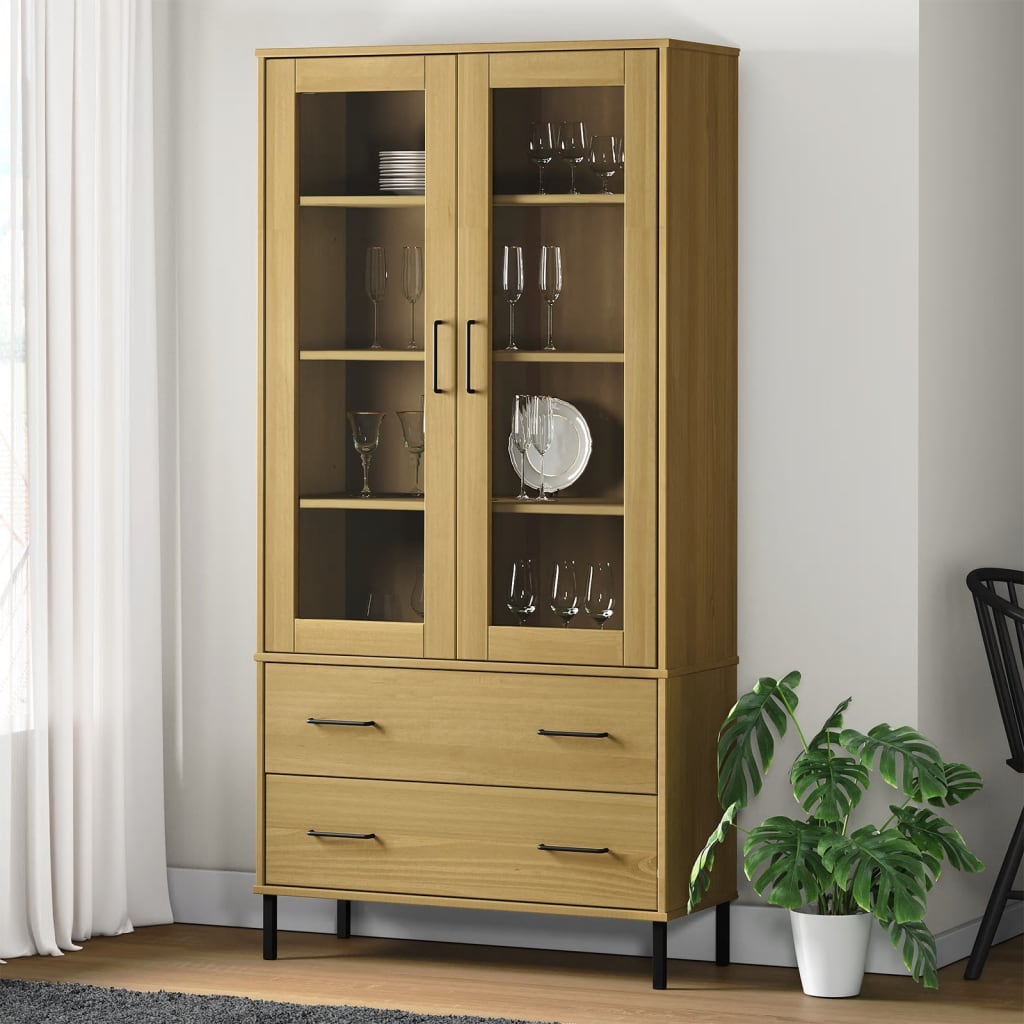 Bookcase with Metal Legs 85x35x172,5 cm Solid Wood "OSLO Brown