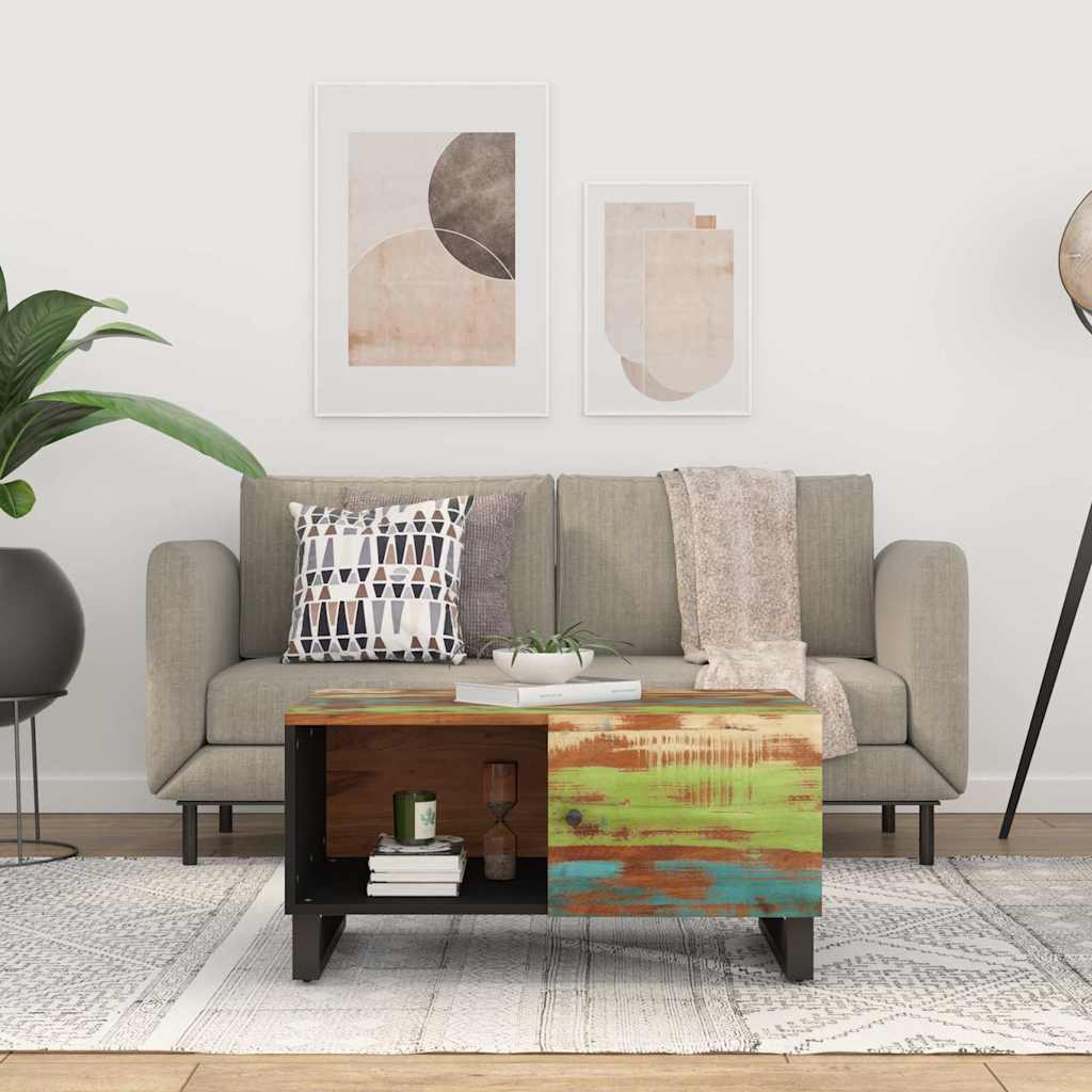 Coffee Table 80x50x40 cm Solid Wood Mango&Engineered Wood Multicolour