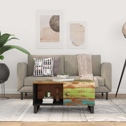 Coffee Table 80x50x40 cm Solid Wood Mango&Engineered Wood Multicolour
