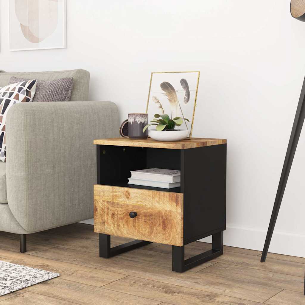 Bedside Cabinet Solid Wood Mango&Engineered Wood Light wood