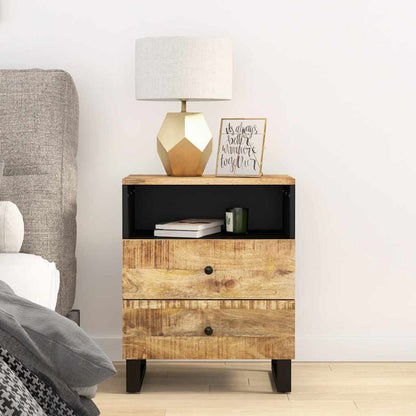Bedside Cabinet 50x33x62 cm Solid Wood Mango&Engineered Wood Light wood