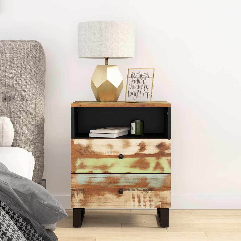 Bedside Cabinet 50x33x62 cm Solid Wood Mango&Engineered Wood Multicolour
