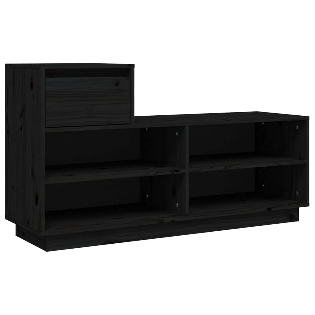 vidaXL Shoe Cabinet Black 110x34x61 cm Solid Wood Pine