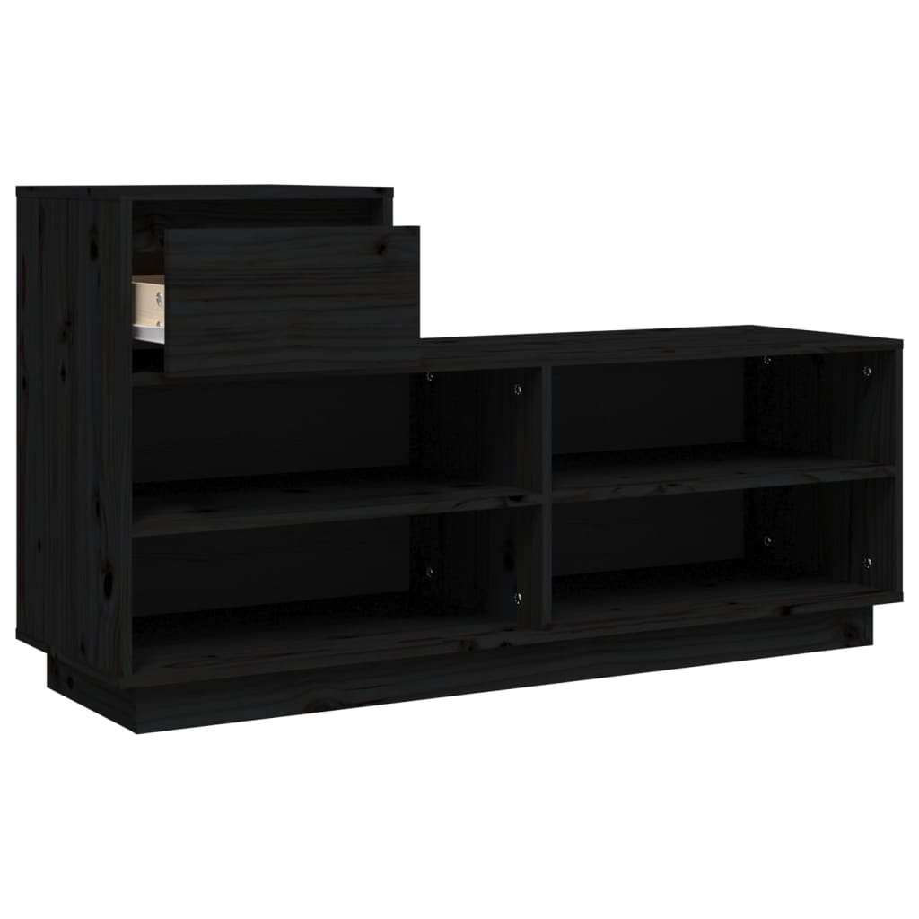 vidaXL Shoe Cabinet Black 110x34x61 cm Solid Wood Pine