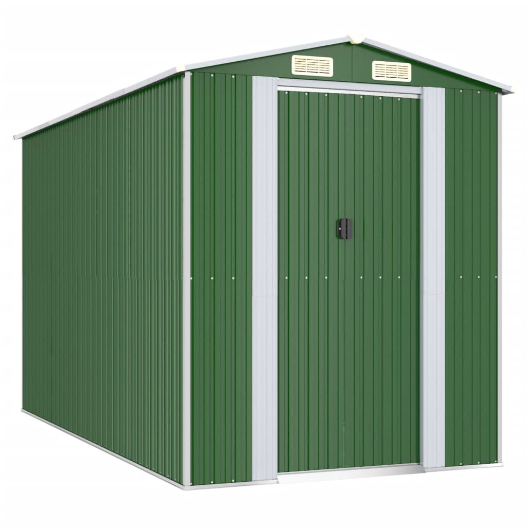 vidaXL Garden Shed Green 192x357x223 cm Galvanised Steel 2