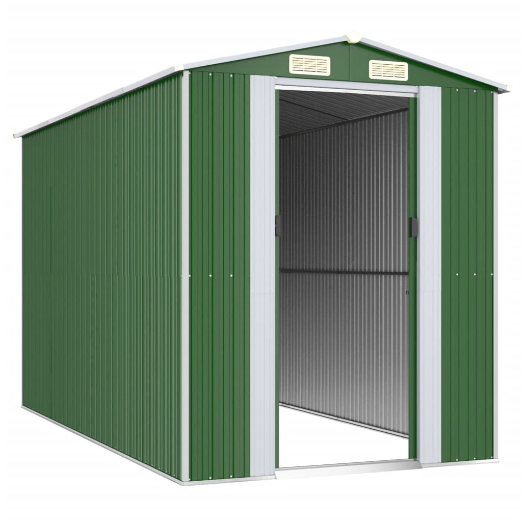 vidaXL Garden Shed Green 192x357x223 cm Galvanised Steel 3