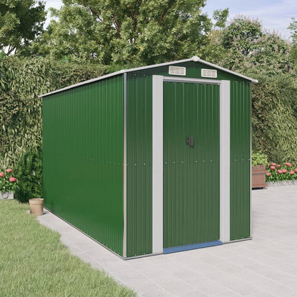 vidaXL Garden Shed Green 192x357x223 cm Galvanised Steel 1