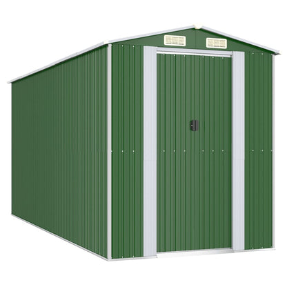 vidaXL Garden Shed Green 192x440x223 cm Galvanised Steel 2