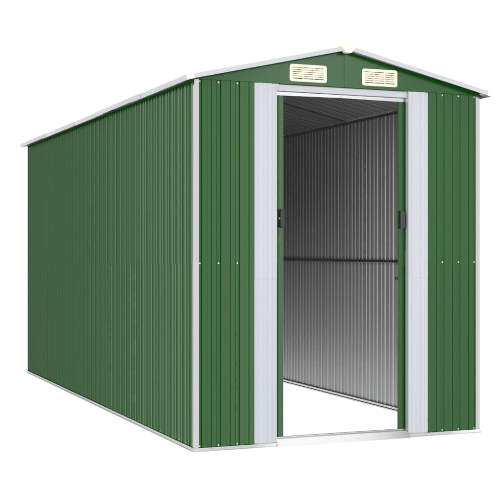 vidaXL Garden Shed Green 192x440x223 cm Galvanised Steel 3