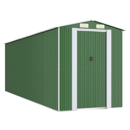 vidaXL Garden Shed Green 192x606x223 cm Galvanised Steel 2