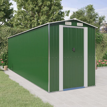 vidaXL Garden Shed Green 192x606x223 cm Galvanised Steel 1