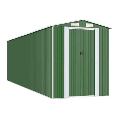 vidaXL Garden Shed Green 192x689x223 cm Galvanised Steel 2