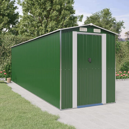 vidaXL Garden Shed Green 192x689x223 cm Galvanised Steel 1