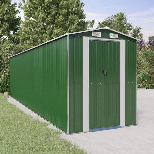 vidaXL Garden Shed Green 192x772x223 cm Galvanised Steel 1