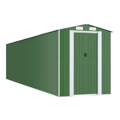 vidaXL Garden Shed Green 192x855x223 cm Galvanised Steel 2