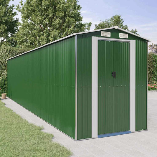vidaXL Garden Shed Green 192x855x223 cm Galvanised Steel 1