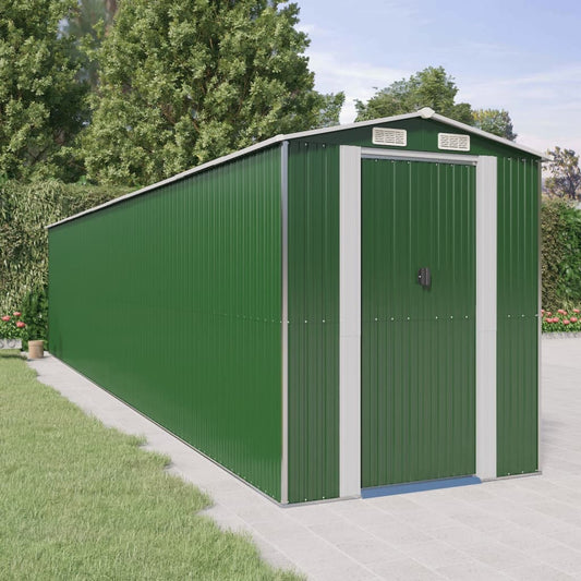 vidaXL Garden Shed Green 192x938x223 cm Galvanised Steel 1