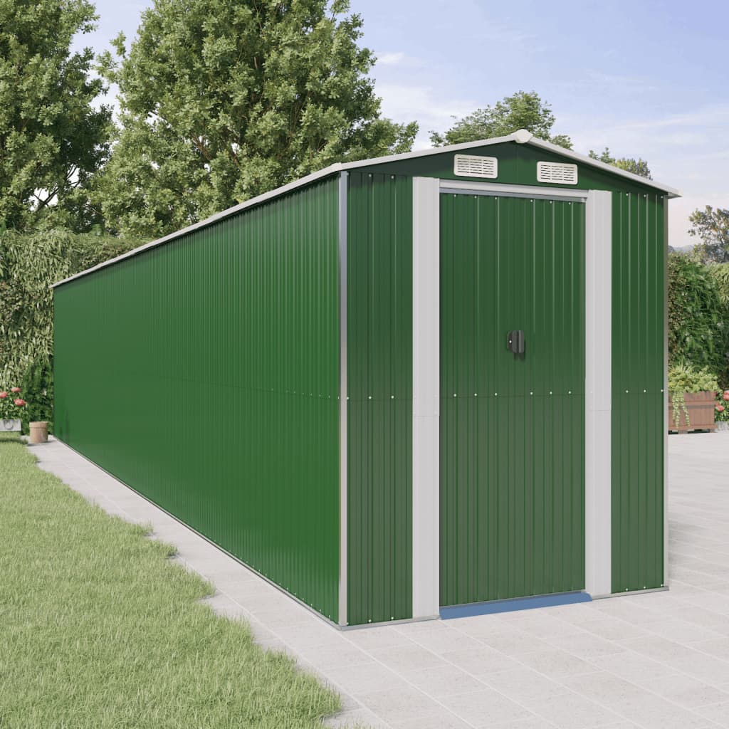 vidaXL Garden Shed Green 192x1021x223 cm Galvanised Steel 1