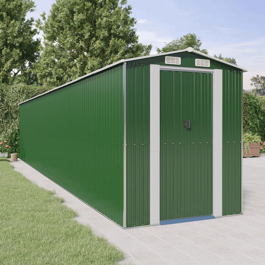 vidaXL Garden Shed Green 192x1021x223 cm Galvanised Steel 1