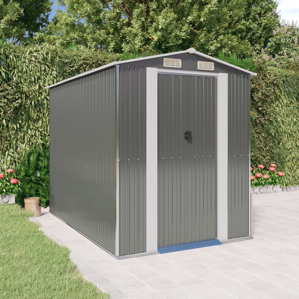 vidaXL Garden Shed Light Grey Galvanised Steel