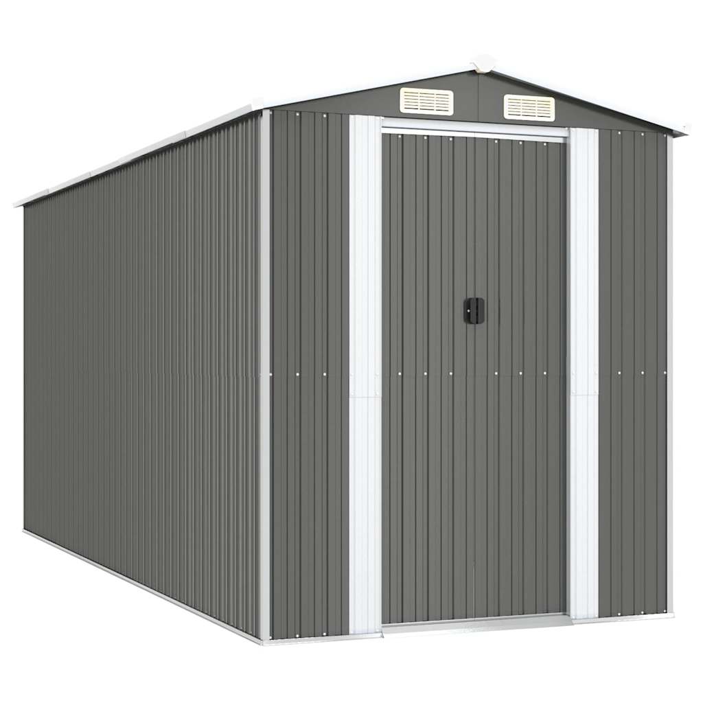 vidaXL Garden Shed Light Grey 192x440x223 cm Galvanised Steel 2
