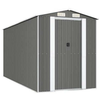 vidaXL Garden Shed Light Grey 192x440x223 cm Galvanised Steel 2