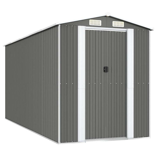 vidaXL Garden Shed Light Grey 192x440x223 cm Galvanised Steel 2