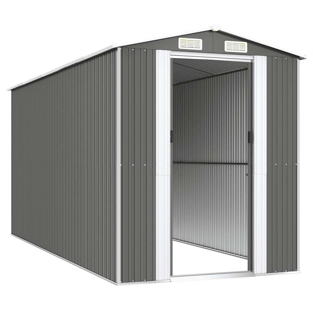 vidaXL Garden Shed Light Grey 192x440x223 cm Galvanised Steel 4