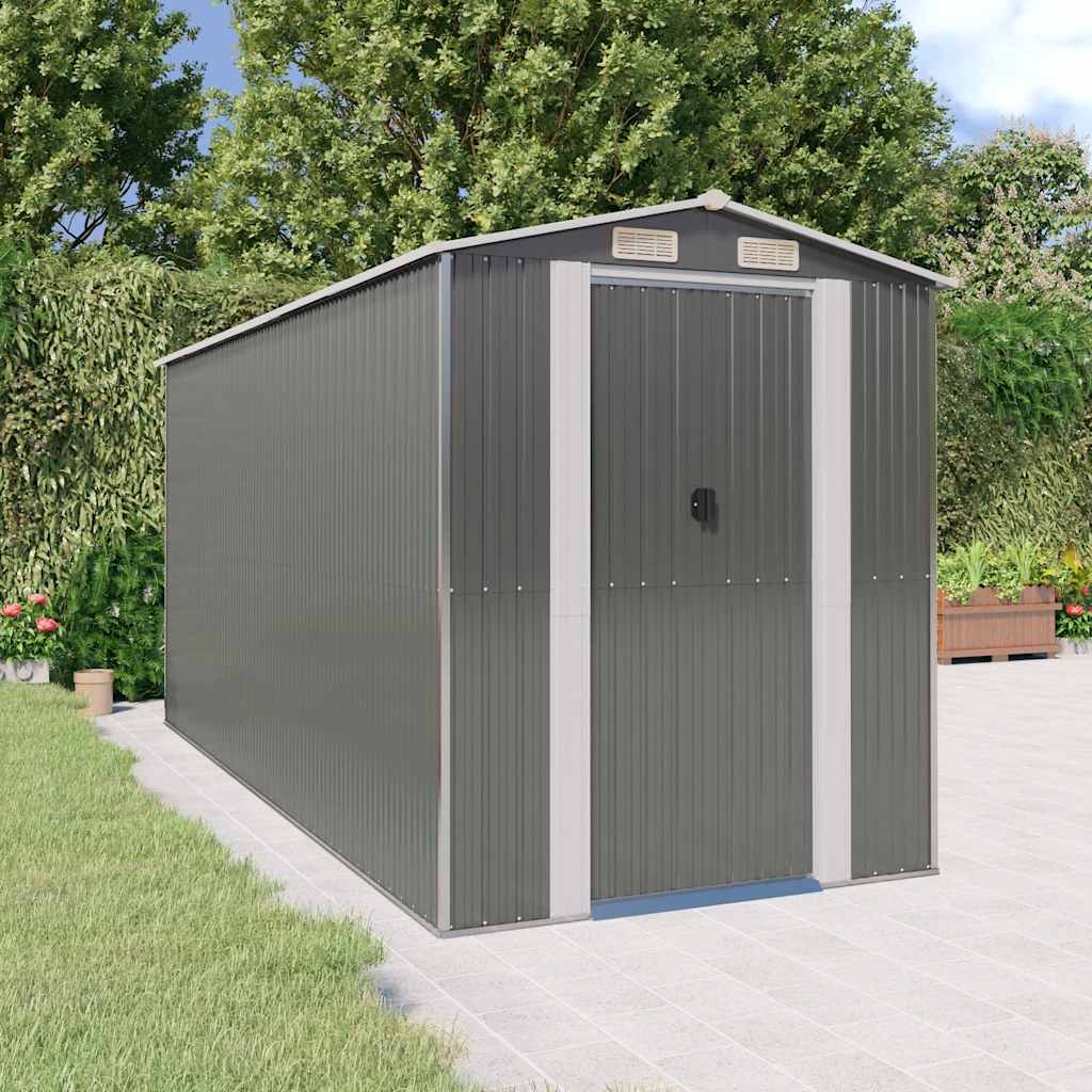 vidaXL Garden Shed Light Grey 192x440x223 cm Galvanised Steel 1