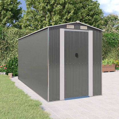vidaXL Garden Shed Light Grey 192x440x223 cm Galvanised Steel 1