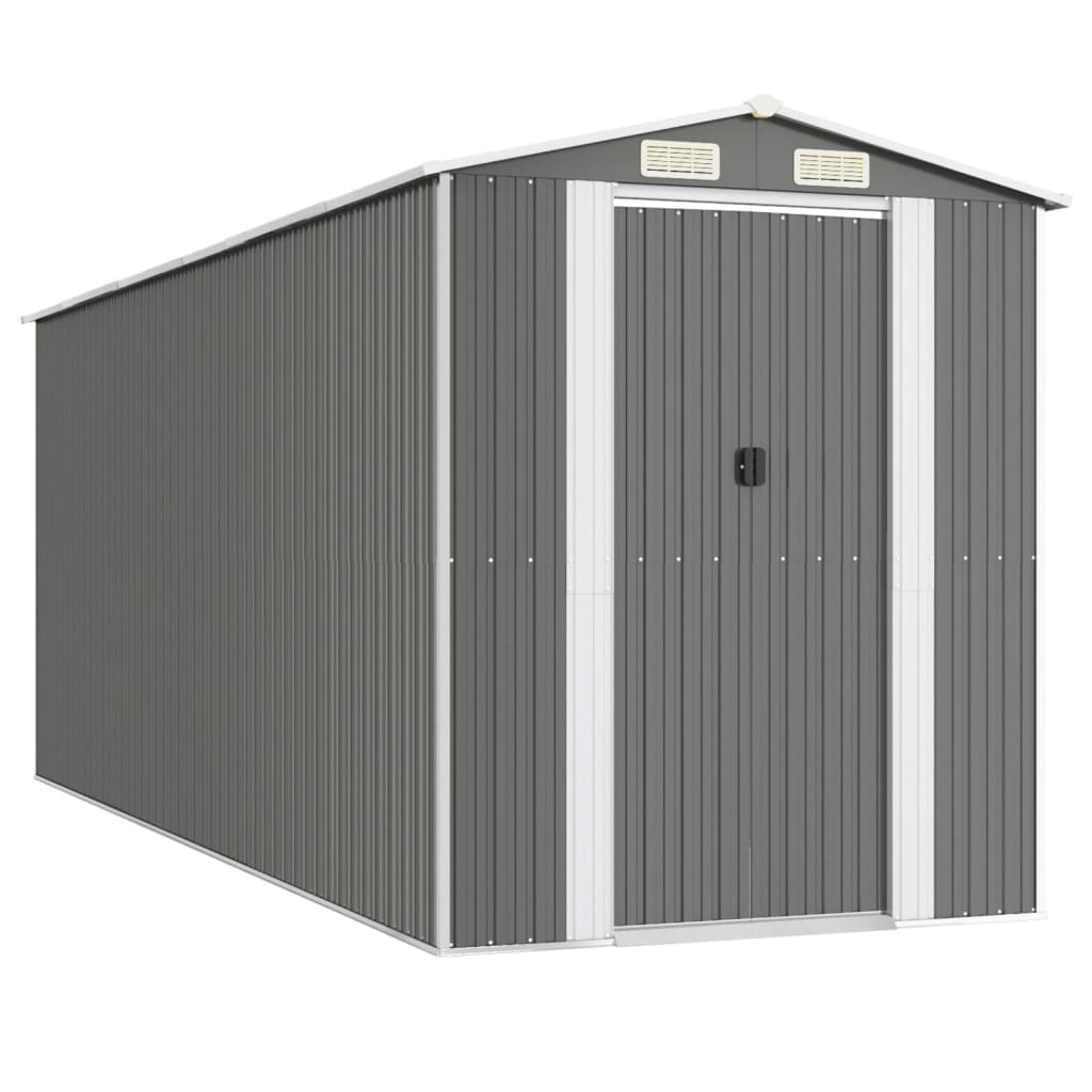 vidaXL Garden Shed Light Grey 192x523x223 cm Galvanised Steel 2