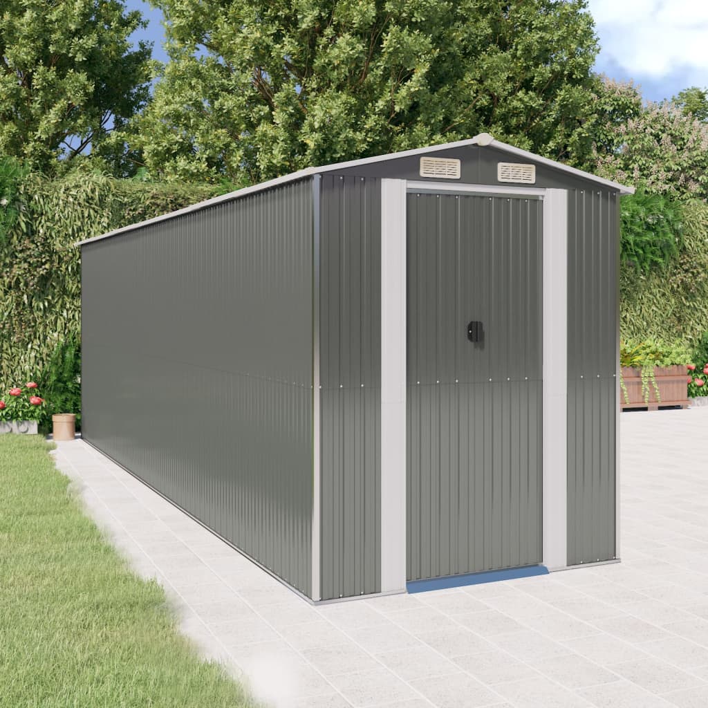 Garden Shed Light Grey Galvanised Steel 192 x 606 x 223 cm