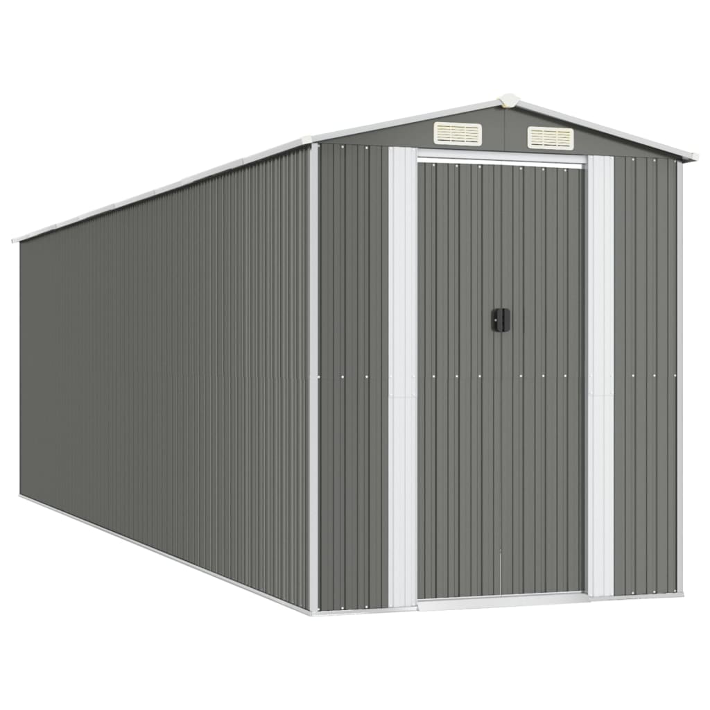 vidaXL Garden Shed Light Grey 192x689x223 cm Galvanised Steel 2