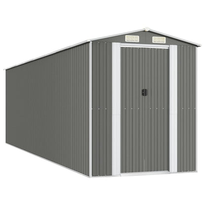 vidaXL Garden Shed Light Grey 192x689x223 cm Galvanised Steel 2