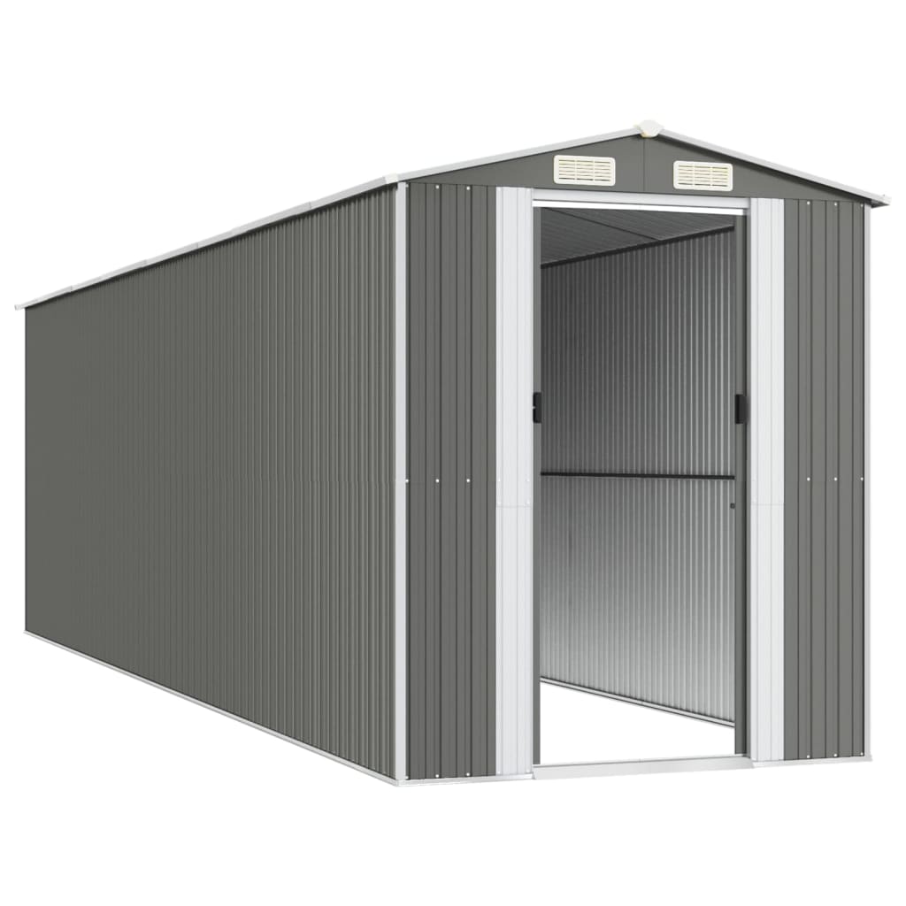 vidaXL Garden Shed Light Grey 192x689x223 cm Galvanised Steel 4