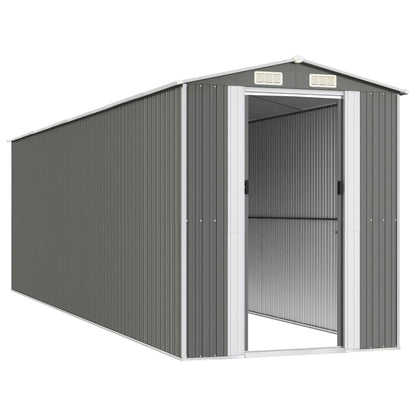 vidaXL Garden Shed Light Grey 192x689x223 cm Galvanised Steel 4