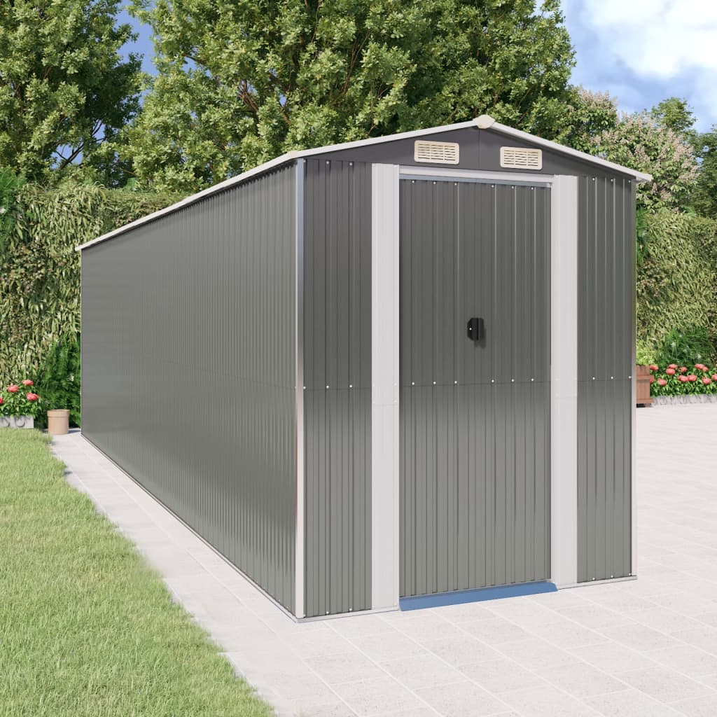 Garden Shed Light Grey Galvanised Steel 192 x 689 x 223 cm